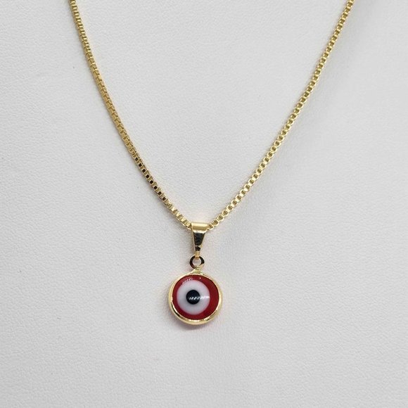 Brand New Brazilian 18k Gold Filled Red Evil Eye Necklace - Picture 4 of 4